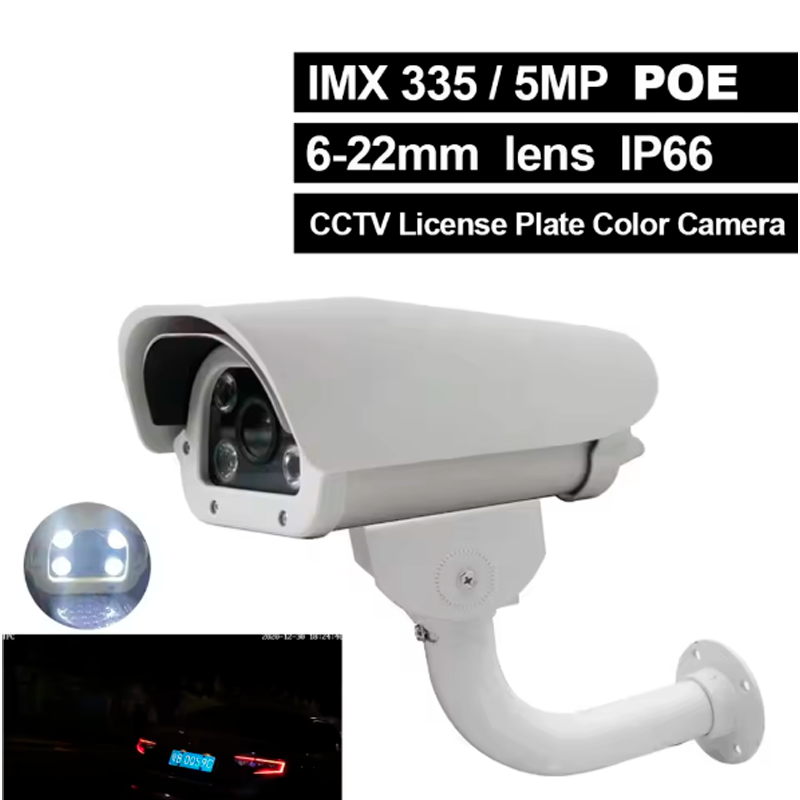 Cámara LPR / ANPR 5MP IMX335 con Lente 6–22 mm PoE para Reconocimiento de Matrículas