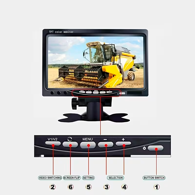 Kit Cámara de Visión Trasera 7” de Alta Resistencia con Visión Nocturna para Vehículos