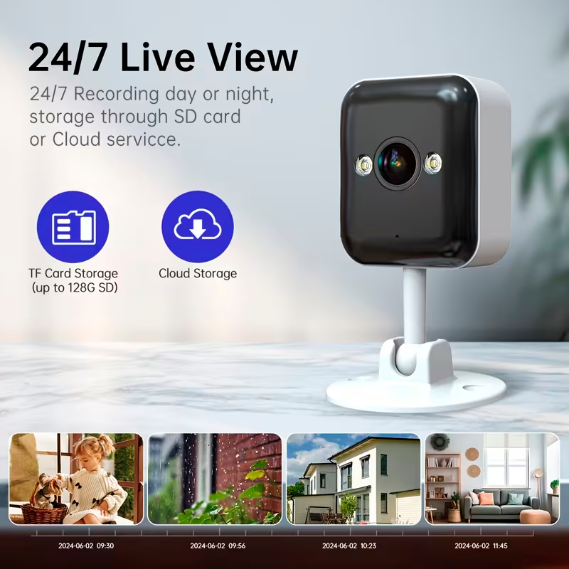 Cámara de Seguridad Inteligente WiFi 1080P con Visión Nocturna a Color y Audio Bidireccional