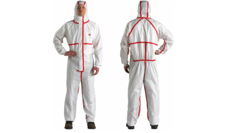 Prenda de protección 4565, blanco + rojo, Tipo 4/5/6, M