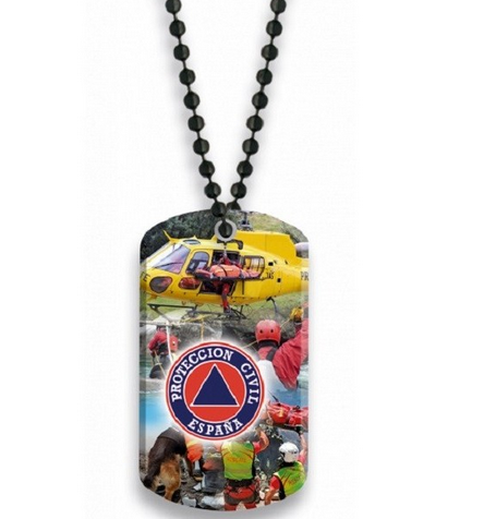 PLACA CON CADENA DE BOLAS PROTECCION CIVIL