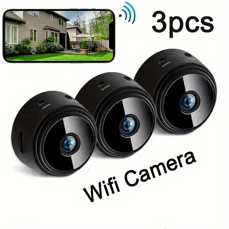 Pack de 3 Cámaras de Seguridad Inteligentes Inalámbricas para Interior con Conexión WiFi y Control desde App