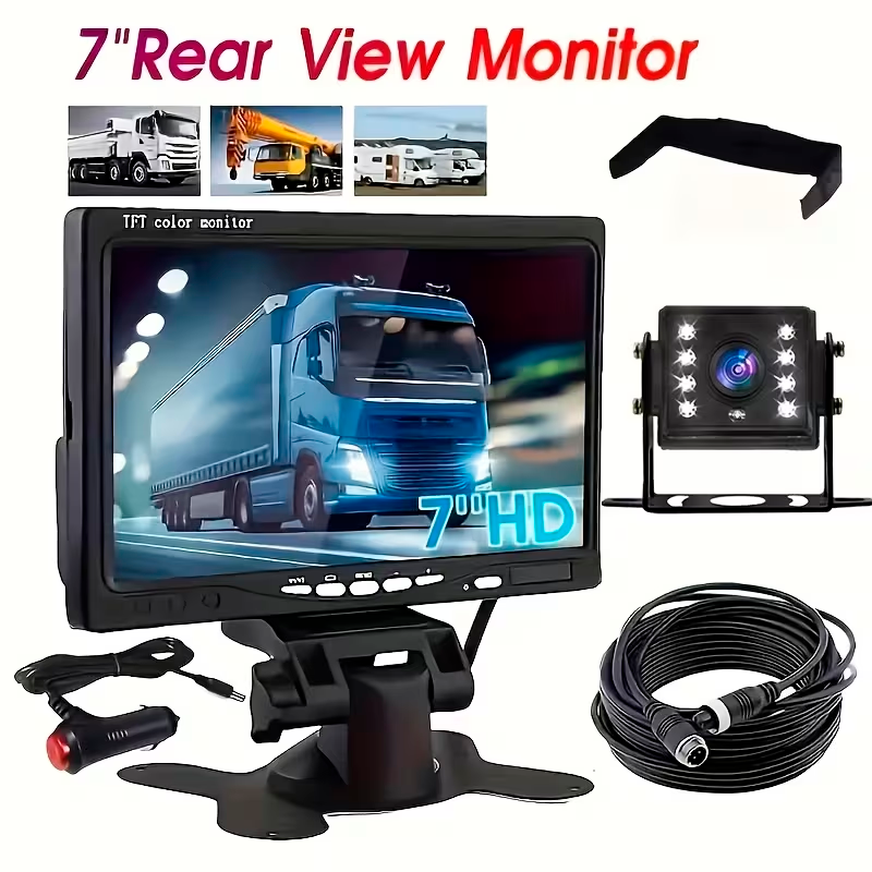 Sistema de Cámara de Marcha Atrás 7” TFT con Visión Nocturna para Vehículos Pesados