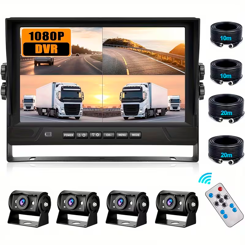 Kit Cámara de Marcha Atrás PODOFO RV con Monitor 9” DVR y 4 Cámaras