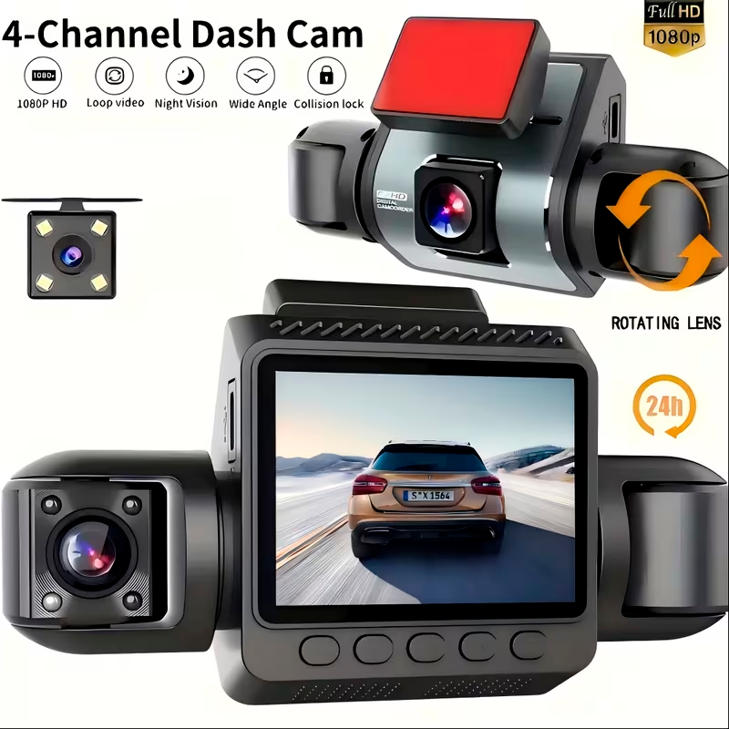 Cámara 360° 4 Canales SHOTTO con Grabación 1080P y Monitor IPS de 2”