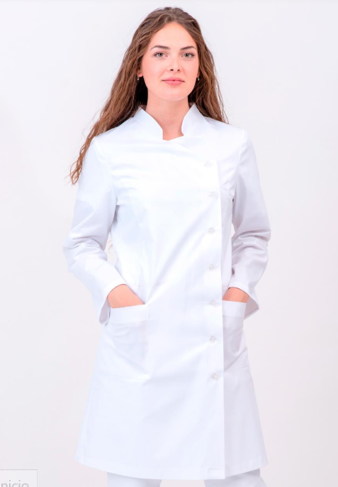 Bata cruzada con botones y elástica