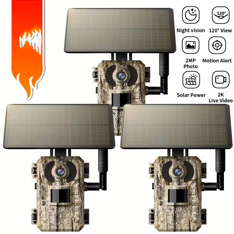 Cámara de Senderos Solar 4G LTE 2K con Monitoreo en Vivo y Visión Nocturna a Color