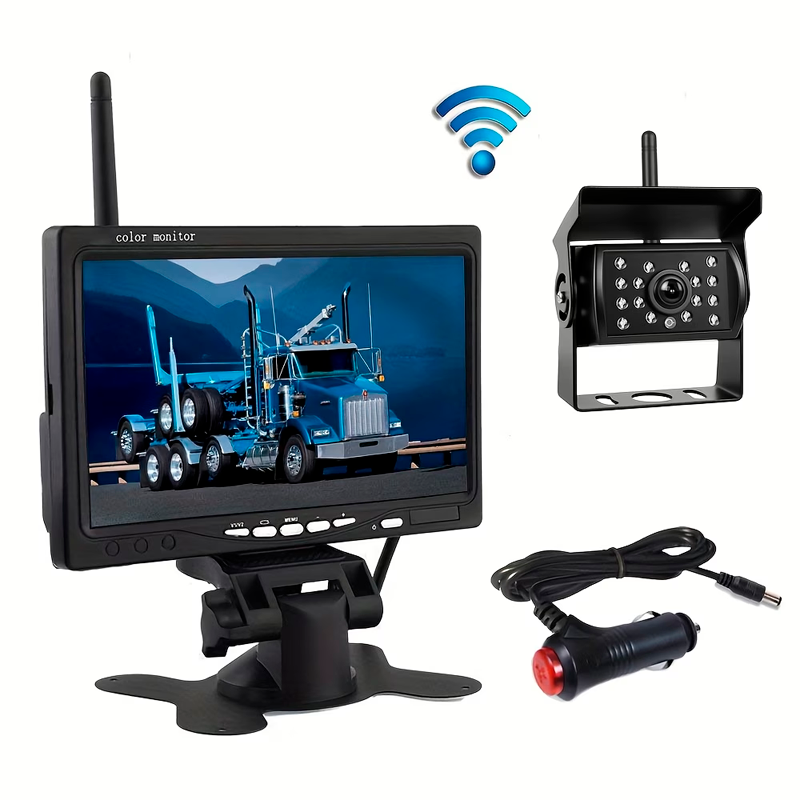 Cámara de Marcha Atrás Inalámbrica con Monitor 7” y Visión Nocturna para Vehículos
