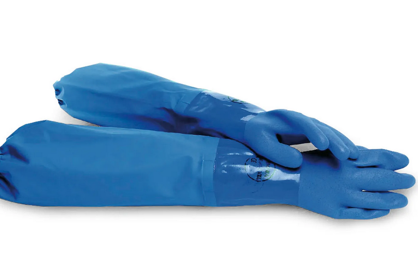 Guantes para químicos de algodón, con puño de PVC termosellado, categoría III, talla 9, 1 par