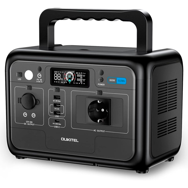 OUKITEL P800E Estación de Energía Portátil 512Wh LiFePO4 con Generador Solar y Carga Rápida