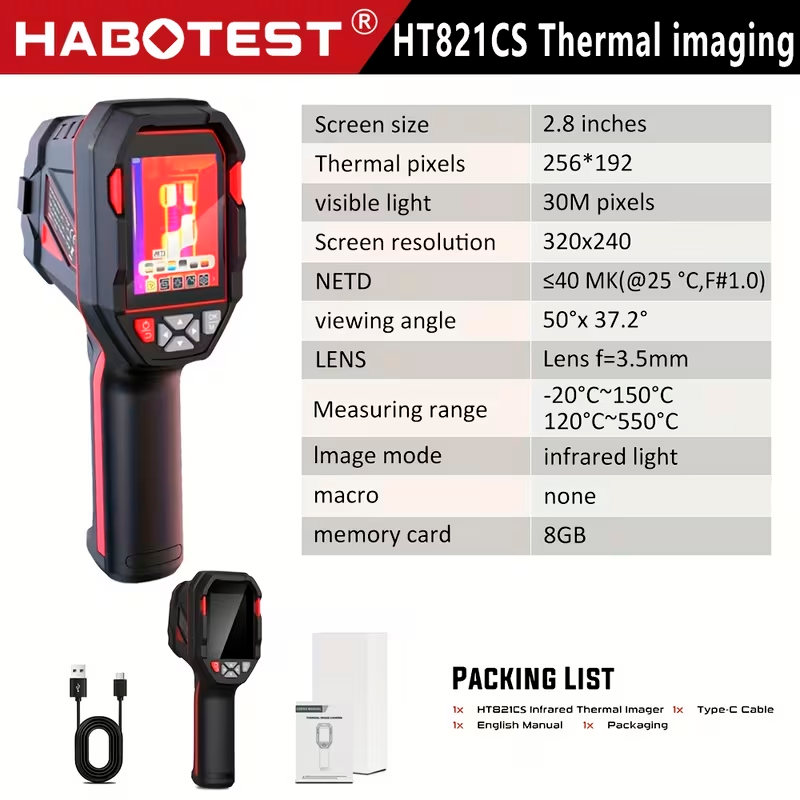 Cámara Termográfica Portátil HABOTEST HT821A con Fusión Óptica Dual para Inspección Profesional