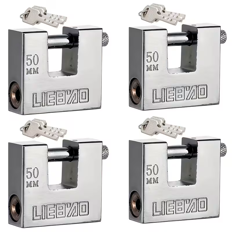 Pack de 4 Candados de Acero Inoxidable en Forma de D de Alta Seguridad